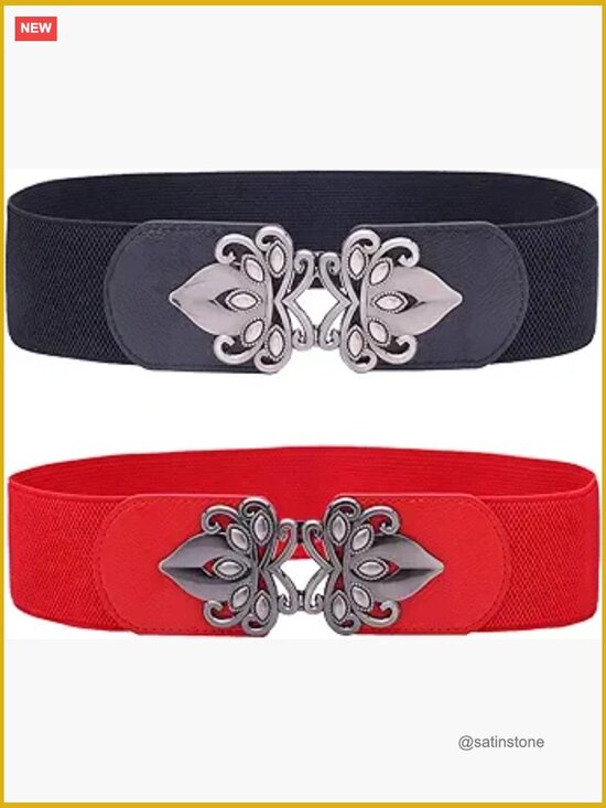 Vintage Wide Elastic Stretch Waist Belt Retro Cinch Belt main image 5